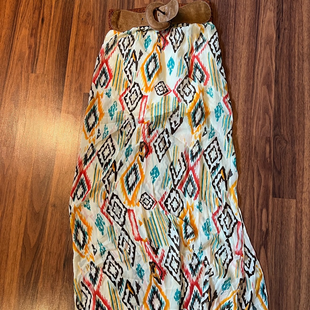Gorgeous Southwestern Maxi Skirt with Attached Belt.